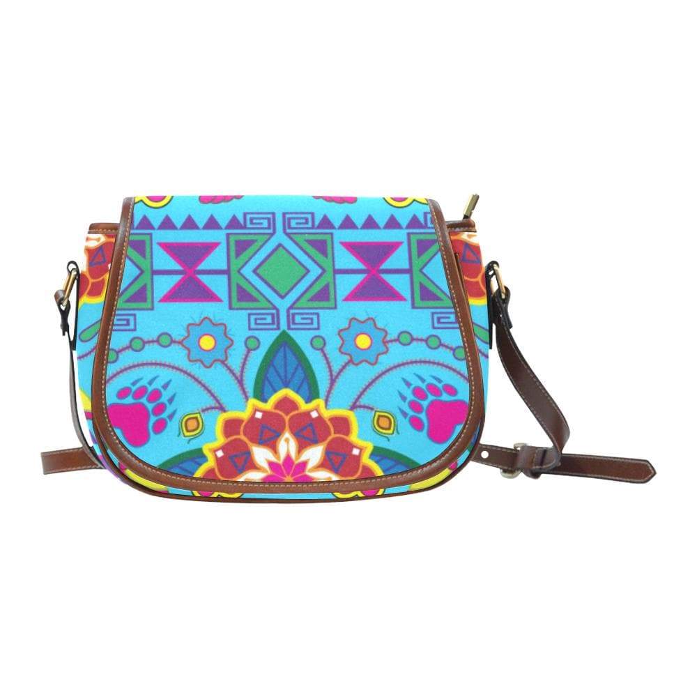 Geometric Floral Winter - Sky Blue Saddle Bag/Small (Model 1649) Full Customization Saddle Bag/Small (Full Customization) e-joyer 