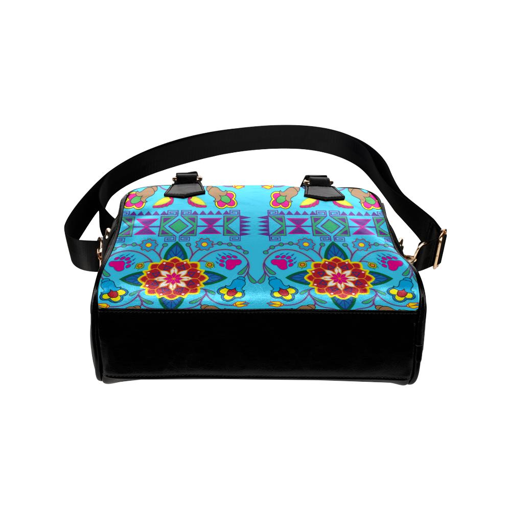 Geometric Floral Winter-Sky Blue Shoulder Handbag (Model 1634) Shoulder Handbags (1634) e-joyer 