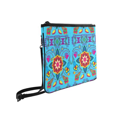 Geometric Floral Winter-Sky Blue Slim Clutch Bag (Model 1668) Slim Clutch Bags (1668) e-joyer 