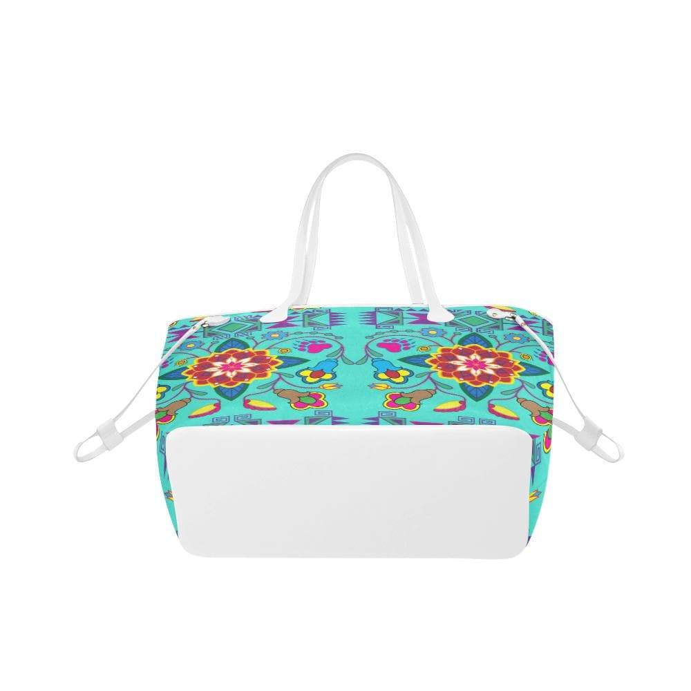 Geometric Floral Winter - Sky Clover Canvas Tote Bag (Model 1661) Clover Canvas Tote Bag (1661) e-joyer 