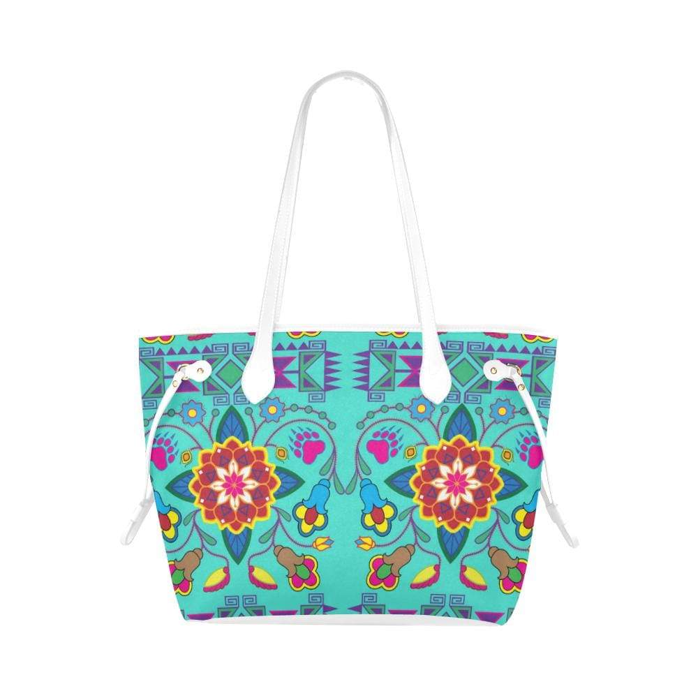 Geometric Floral Winter - Sky Clover Canvas Tote Bag (Model 1661) Clover Canvas Tote Bag (1661) e-joyer 