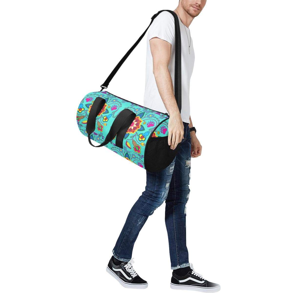 Geometric Floral Winter - Sky Duffle Bag (Model 1679) Duffle Bag (1679) e-joyer 