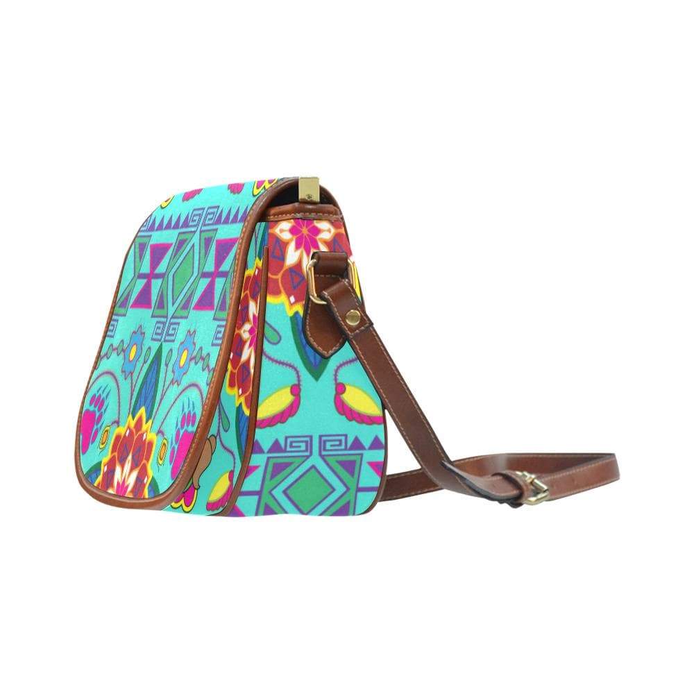 Geometric Floral Winter - Sky Saddle Bag/Small (Model 1649) Full Customization Saddle Bag/Small (Full Customization) e-joyer 