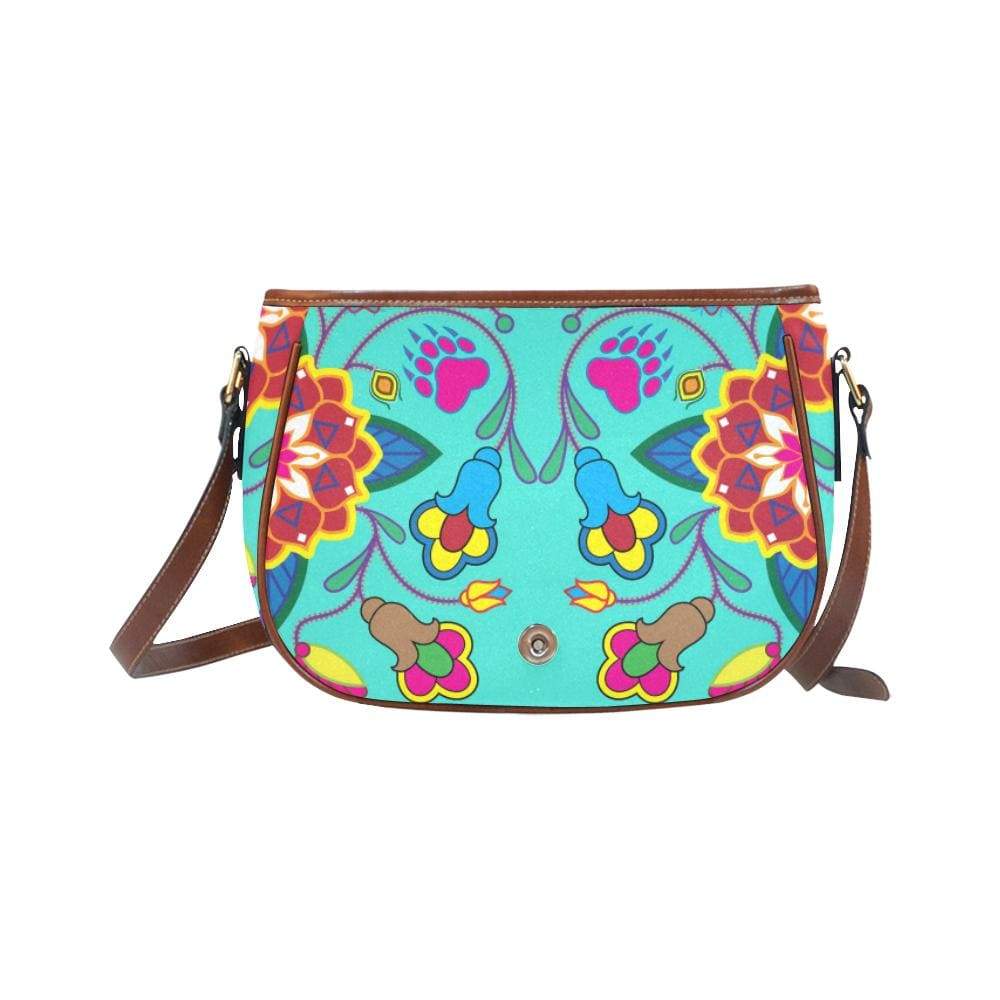 Geometric Floral Winter - Sky Saddle Bag/Small (Model 1649) Full Customization Saddle Bag/Small (Full Customization) e-joyer 