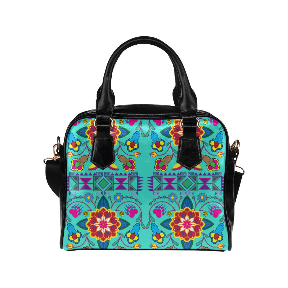 Geometric Floral Winter-Sky Shoulder Handbag (Model 1634) Shoulder Handbags (1634) e-joyer 