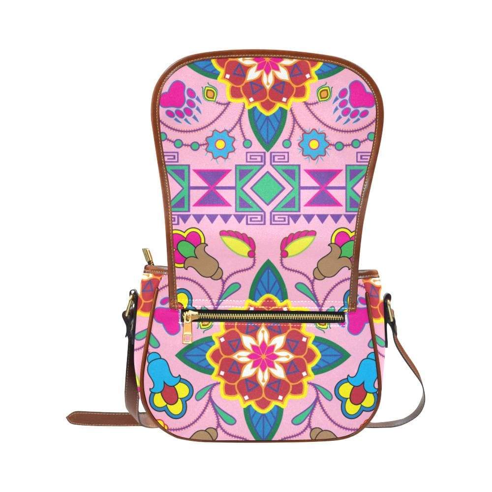 Geometric Floral Winter - Sunset Saddle Bag/Small (Model 1649) Full Customization Saddle Bag/Small (Full Customization) e-joyer 