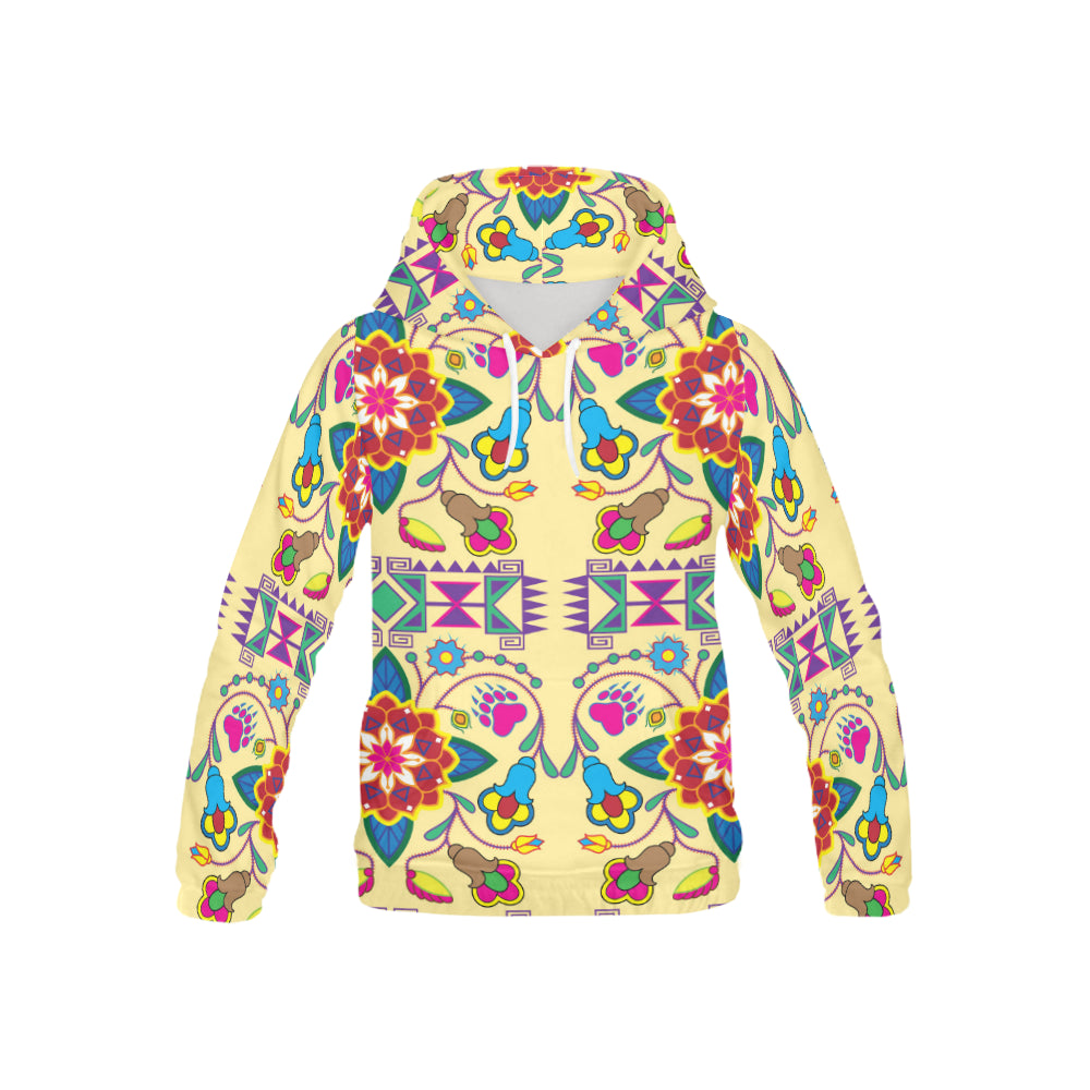 Geometric Floral Winter-Vanilla All Over Print Hoodie for Kid (USA Size) (Model H13) All Over Print Hoodie for Kid (H13) e-joyer 