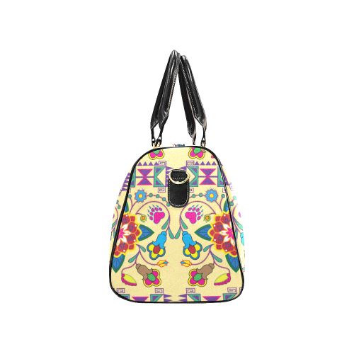 Geometric Floral Winter-Vanilla New Waterproof Travel Bag/Large (Model 1639) Waterproof Travel Bags (1639) e-joyer 