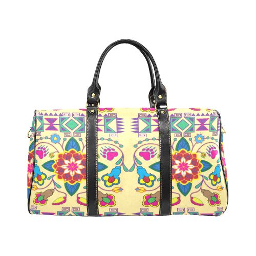 Geometric Floral Winter-Vanilla New Waterproof Travel Bag/Large (Model 1639) Waterproof Travel Bags (1639) e-joyer 