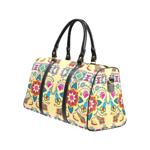 Geometric Floral Winter-Vanilla New Waterproof Travel Bag/Large (Model 1639) Waterproof Travel Bags (1639) e-joyer 