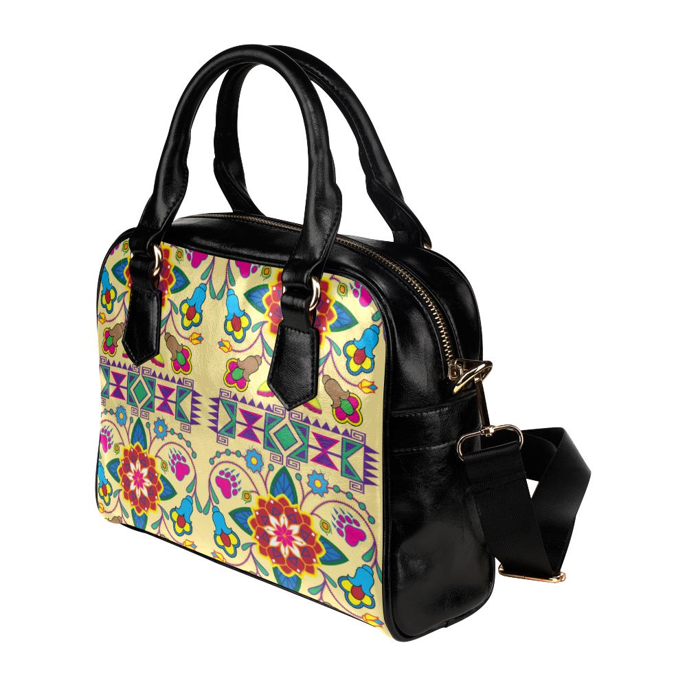 Geometric Floral Winter-Vanilla Shoulder Handbag (Model 1634) Shoulder Handbags (1634) e-joyer 