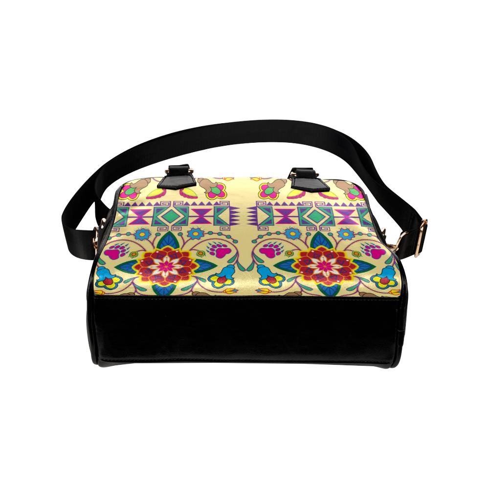 Geometric Floral Winter-Vanilla Shoulder Handbag (Model 1634) Shoulder Handbags (1634) e-joyer 