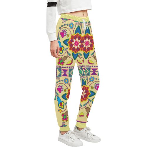 Geometric Floral Winter-Vanilla Women's All Over Print Sweatpants (Model L11) Women's All Over Print Sweatpants (L11) e-joyer 