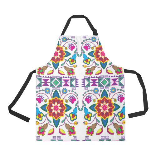 Geometric Floral Winter-White All Over Print Apron All Over Print Apron e-joyer 