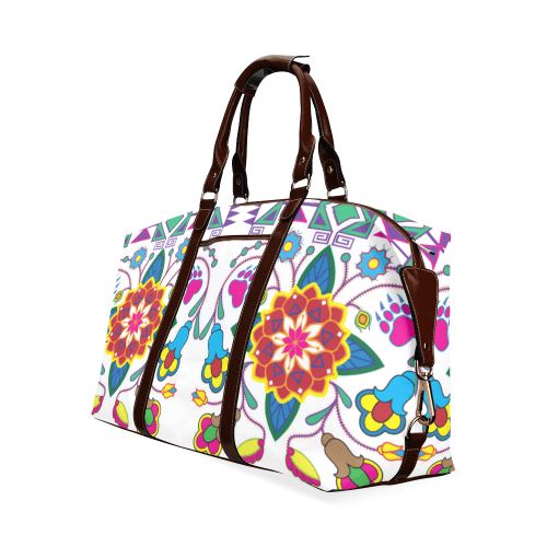 Geometric Floral Winter-White Classic Travel Bag (Model 1643) Remake Classic Travel Bags (1643) e-joyer 