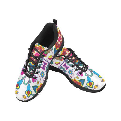 Geometric Floral Winter-White Men's Breathable Running Shoes (Model 055) Men's Breathable Running Shoes (055) e-joyer 