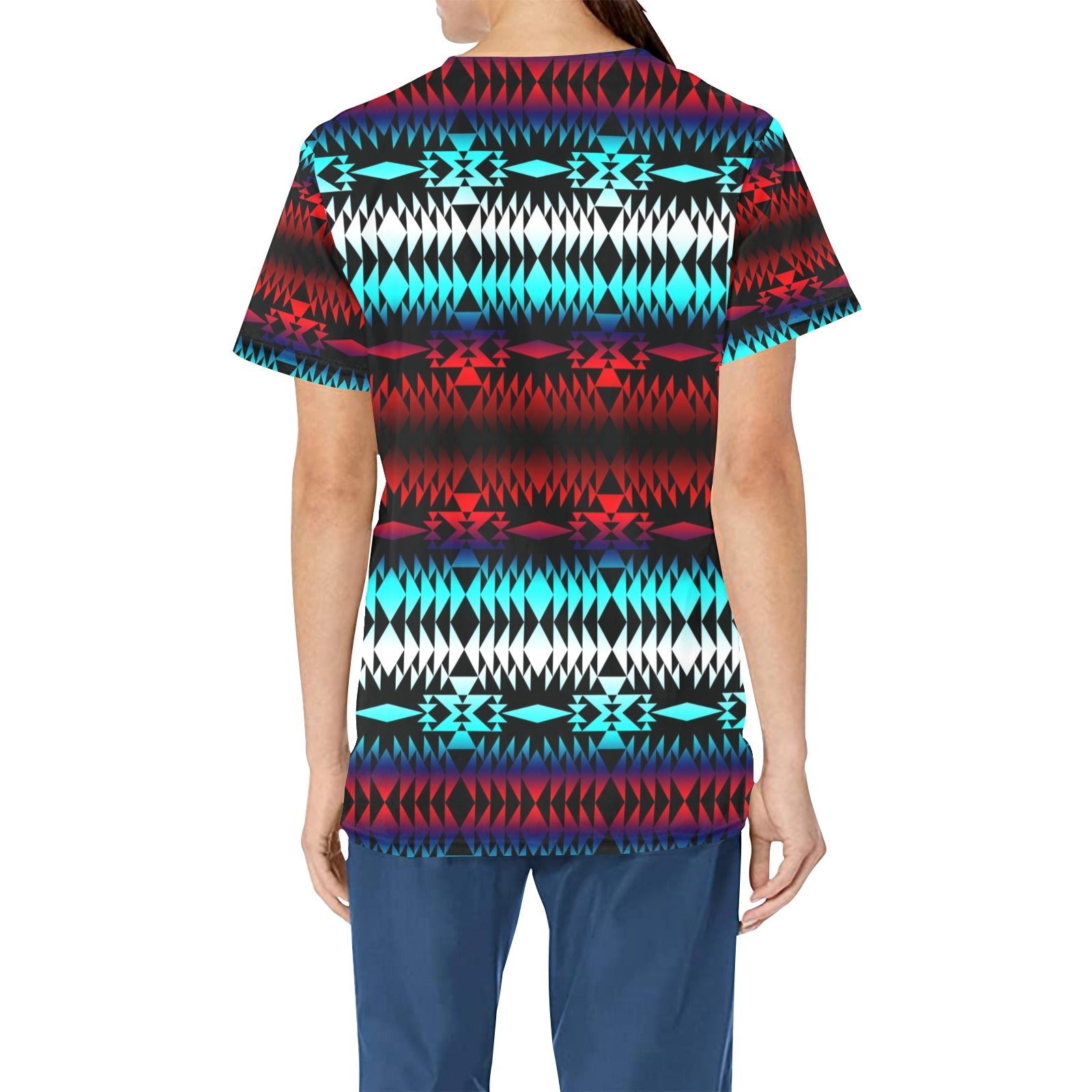 In Between Two Worlds All Over Print Scrub Top Scrub Top e-joyer 