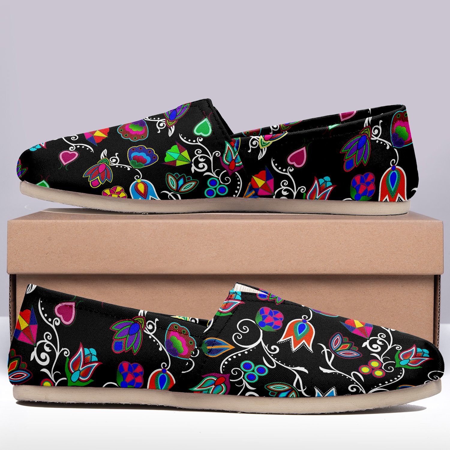 Indigenous Paisley Black Casual Unisex Slip On Shoe Herman 