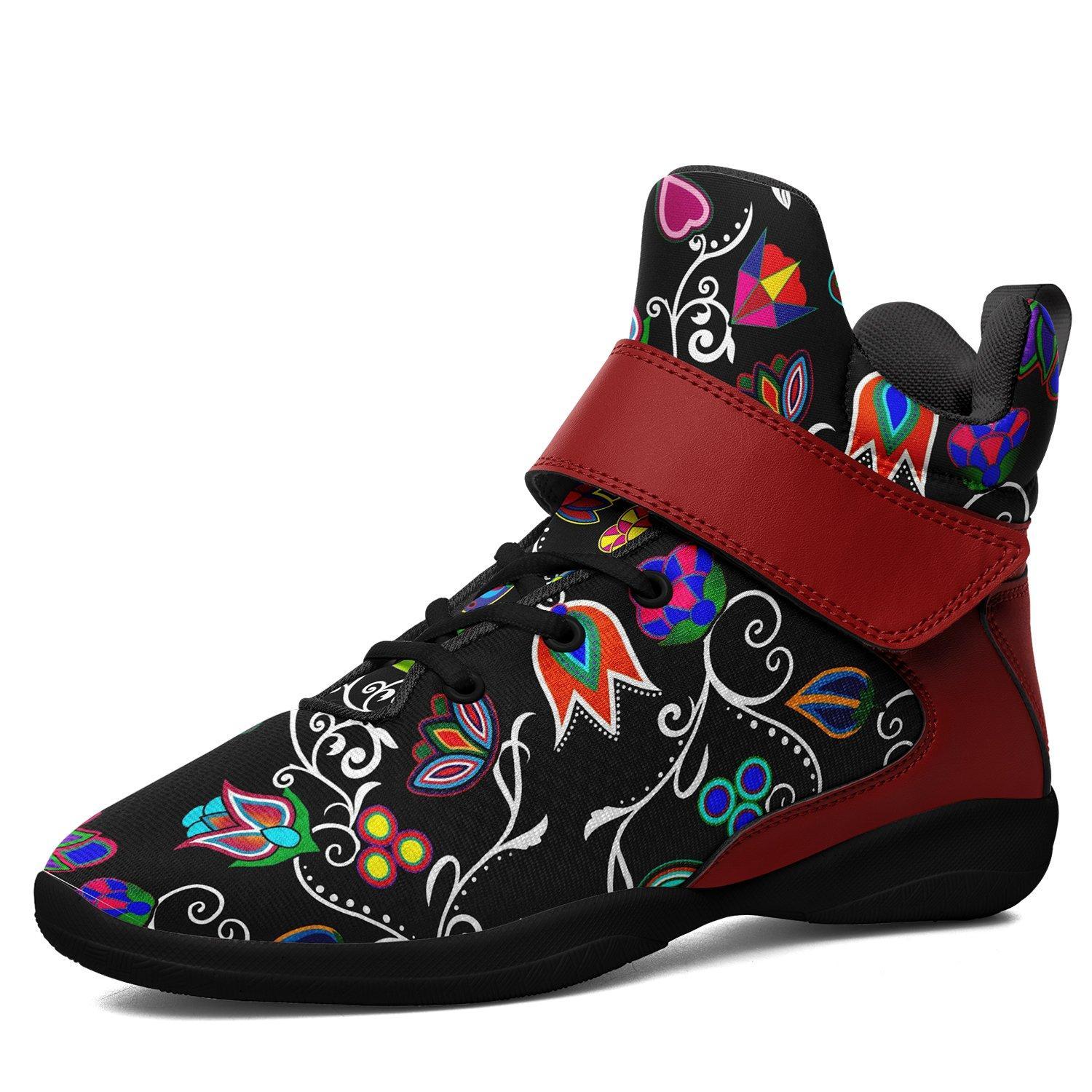 Indigenous Paisley Black Ipottaa Basketball / Sport High Top Shoes - Black Sole 49 Dzine US Men 7 / EUR 40 Black Sole with Dark Red Strap 
