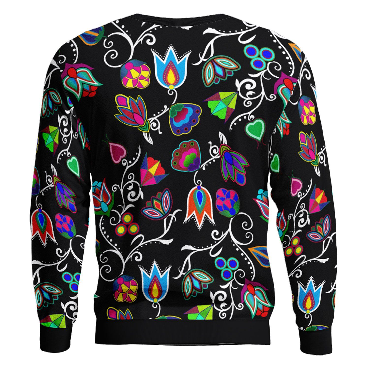 Indigenous Paisley Black Unisex Crewneck Long Sleeve Top 49 Dzine 