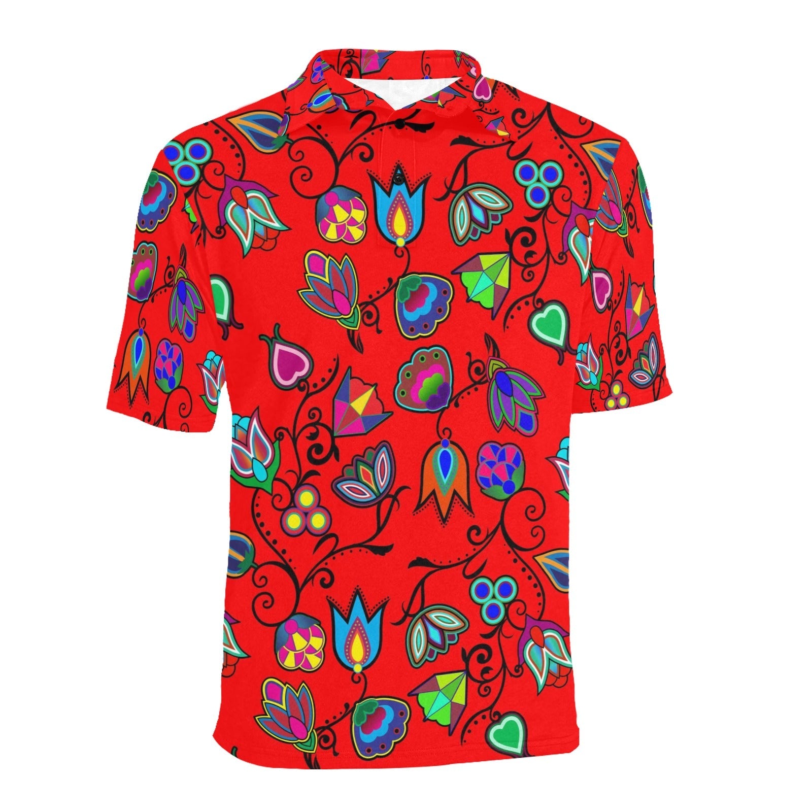 Indigenous Paisley Dahlia Men's All Over Print Polo Shirt (Model T55) Men's Polo Shirt (Model T55) e-joyer 