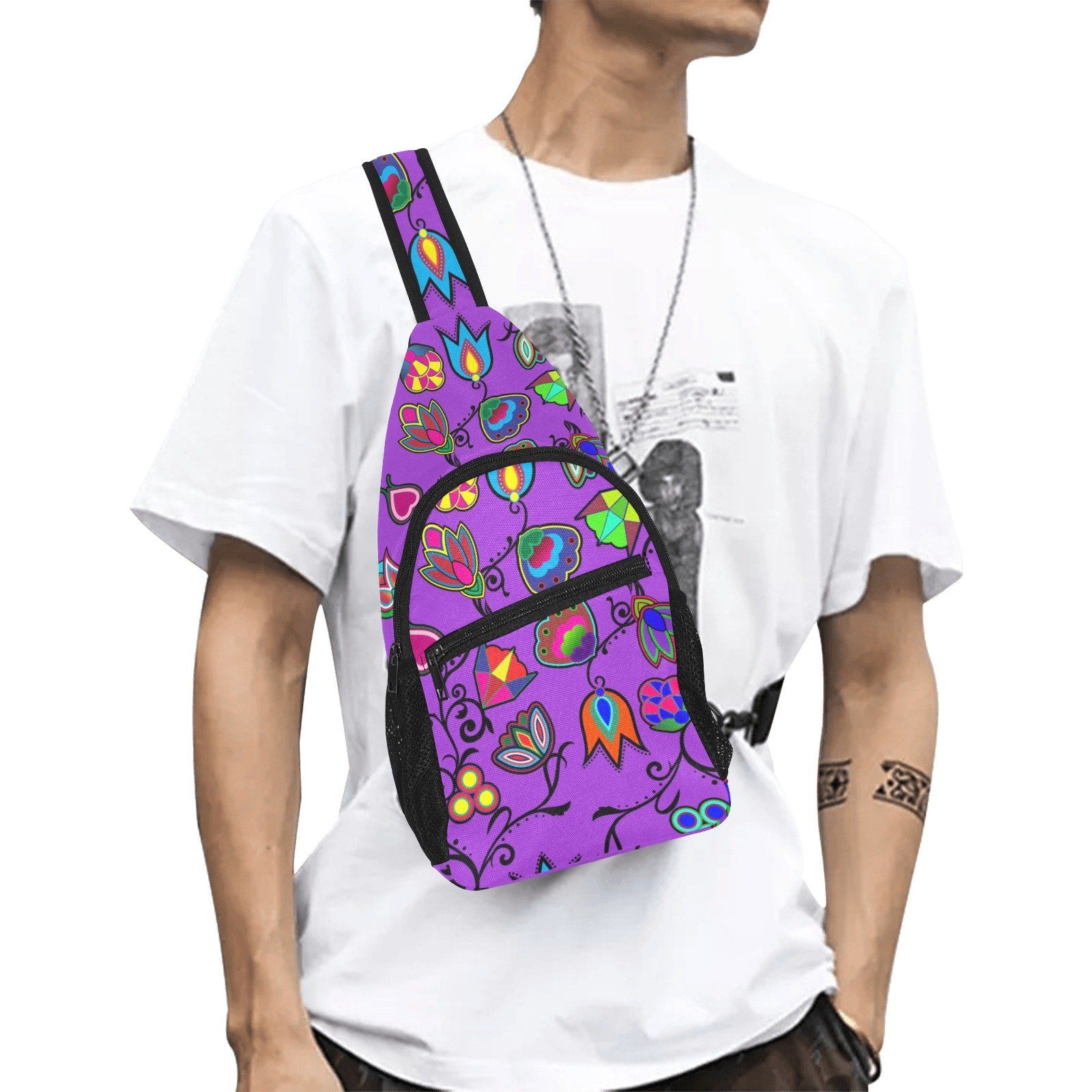 Indigenous Paisley Dark Orchid All Over Print Chest Bag (Model 1719) All Over Print Chest Bag (1719) e-joyer 