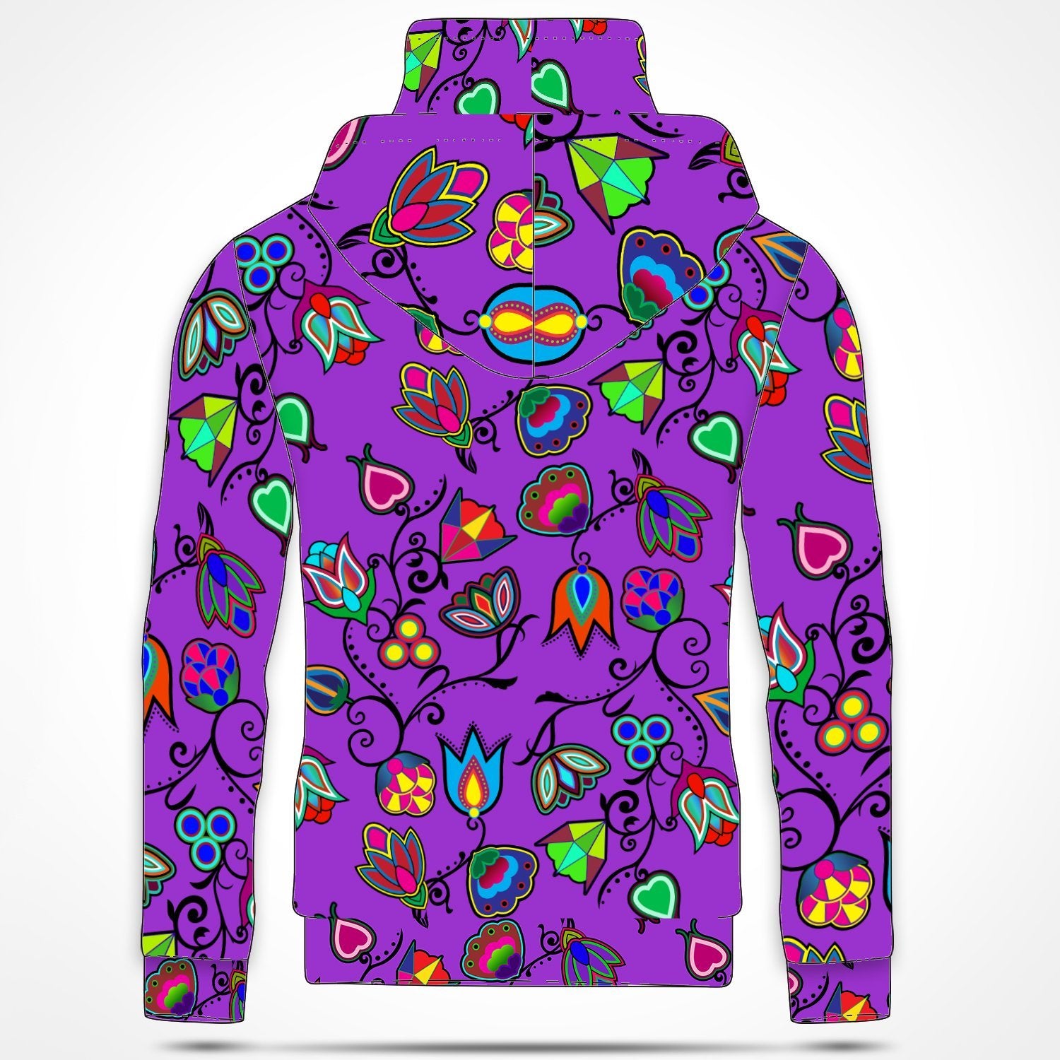 Indigenous Paisley Dark Orchid Hoodie with Face Cover 49 Dzine 