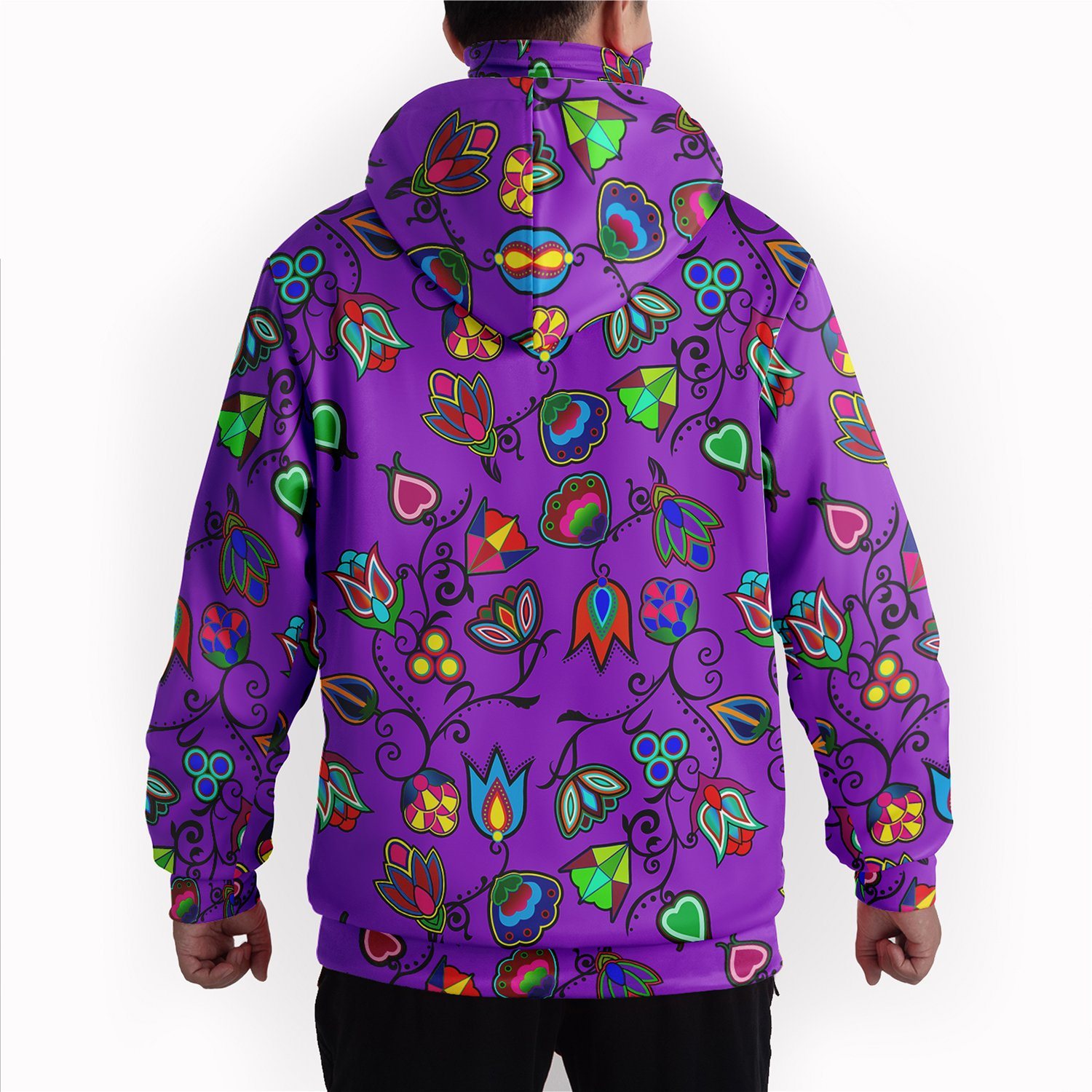 Indigenous Paisley Dark Orchid Hoodie with Face Cover 49 Dzine 