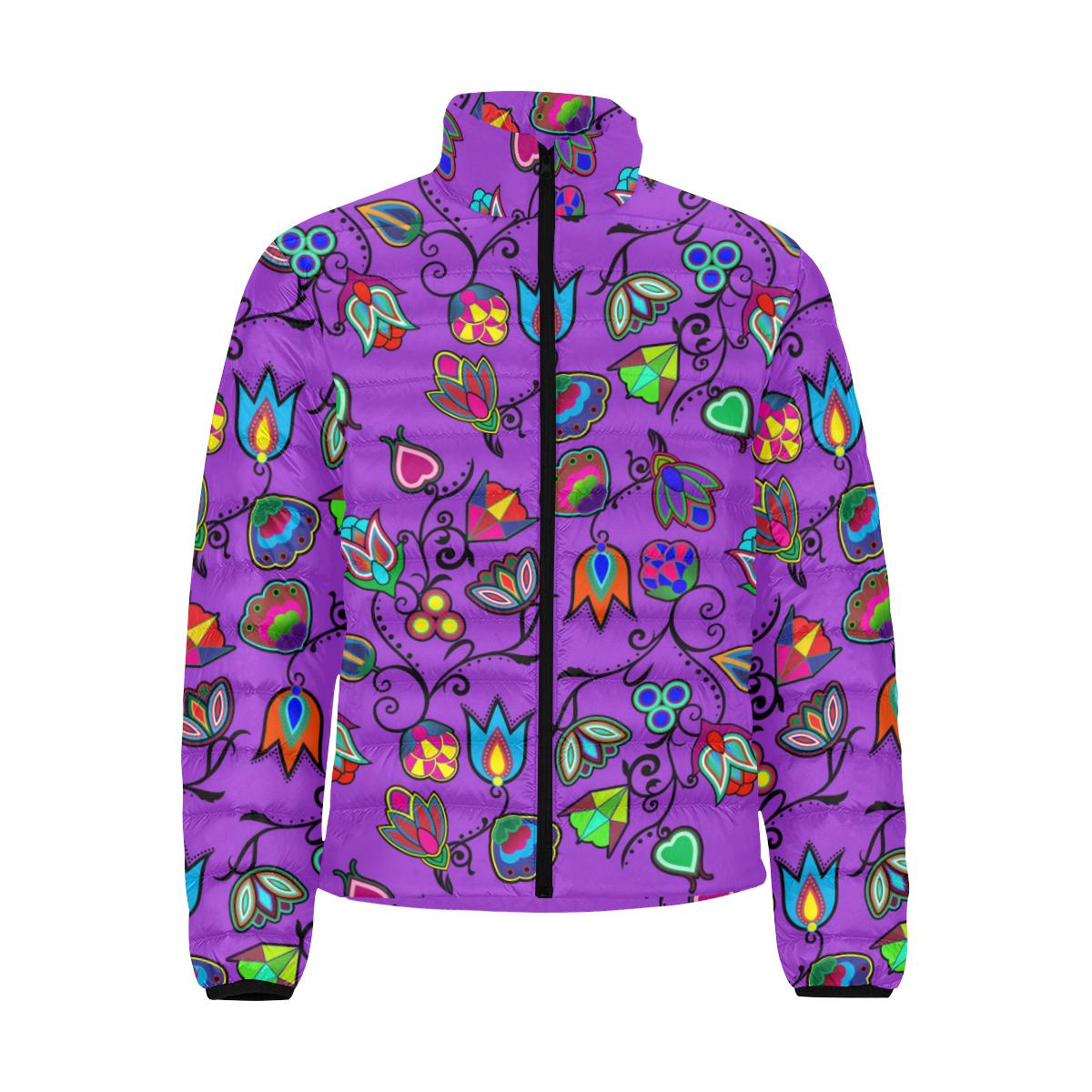 Indigenous Paisley - Dark Orchid Men's Stand Collar Padded Jacket (Model H41) Men's Stand Collar Padded Jacket (H41) e-joyer 