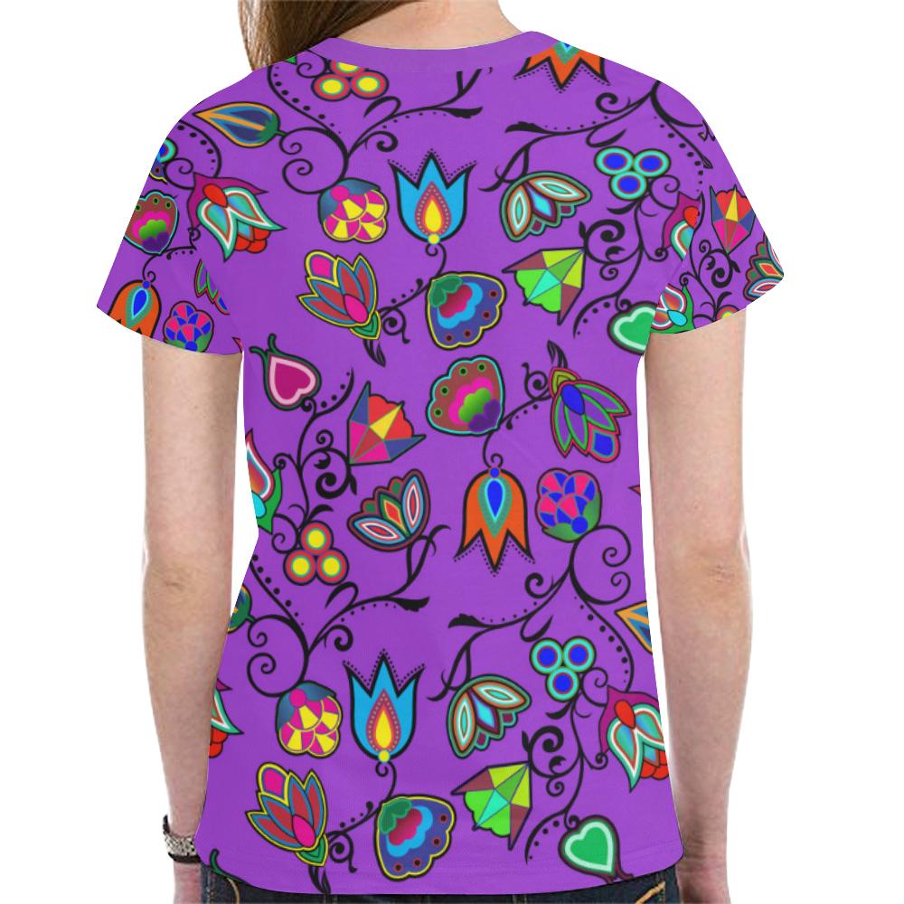 Indigenous Paisley - Dark Orchid New All Over Print T-shirt for Women (Model T45) New All Over Print T-shirt for Women (T45) e-joyer 