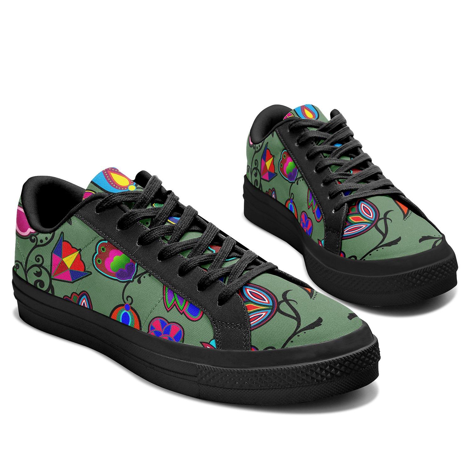 Indigenous Paisley Dark Sea Aapisi Low Top Canvas Shoes Black Sole aapisi Herman 