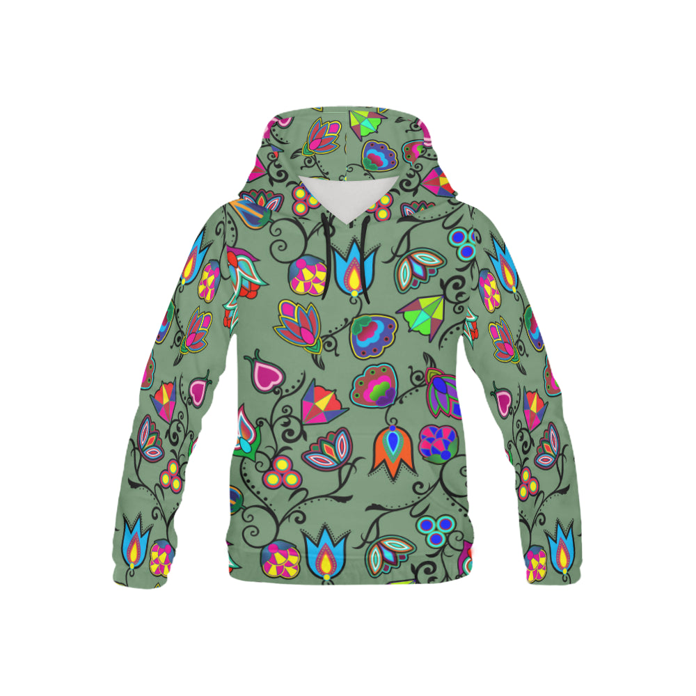 Indigenous Paisley - Dark Sea All Over Print Hoodie for Kid (USA Size) (Model H13) All Over Print Hoodie for Kid (H13) e-joyer 