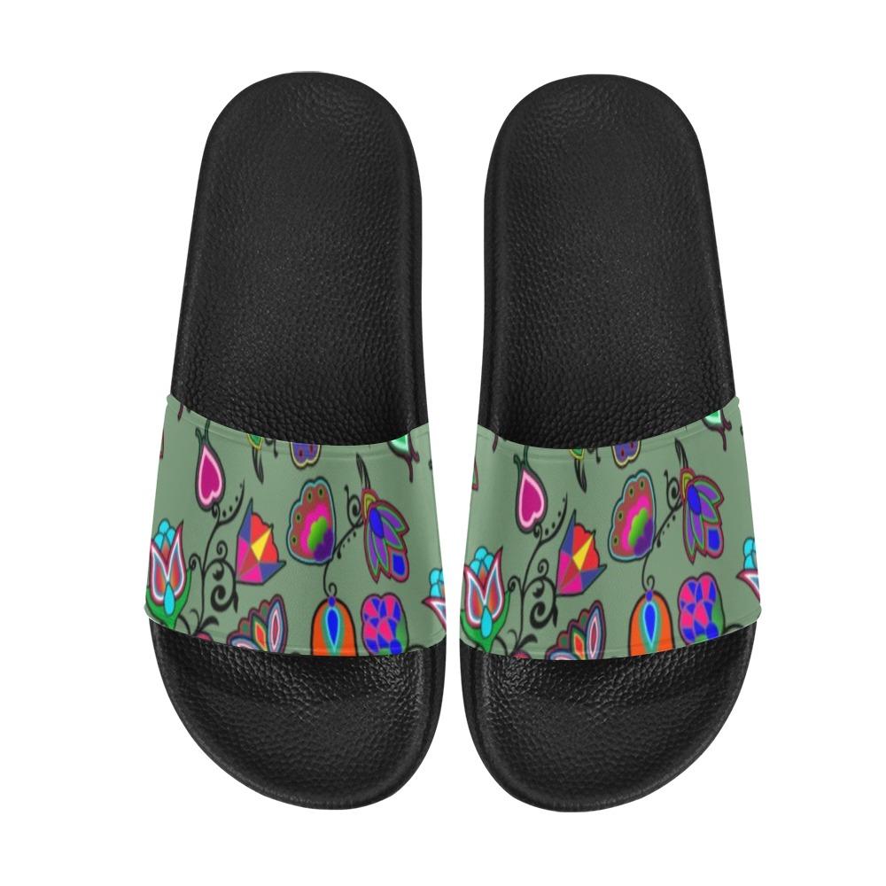 Indigenous Paisley Dark Sea Men's Slide Sandals (Model 057) Men's Slide Sandals (057) e-joyer 