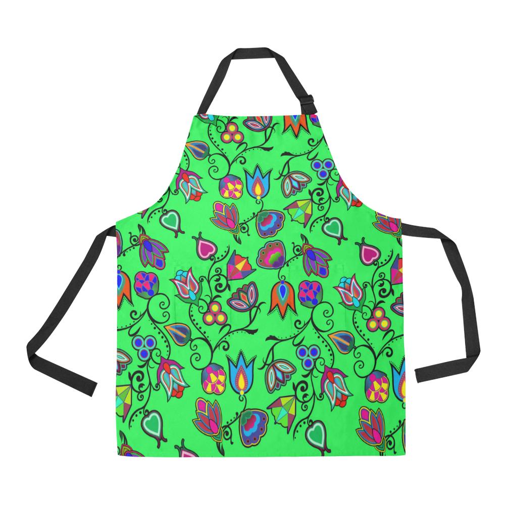 Indigenous Paisley Green All Over Print Apron All Over Print Apron e-joyer 