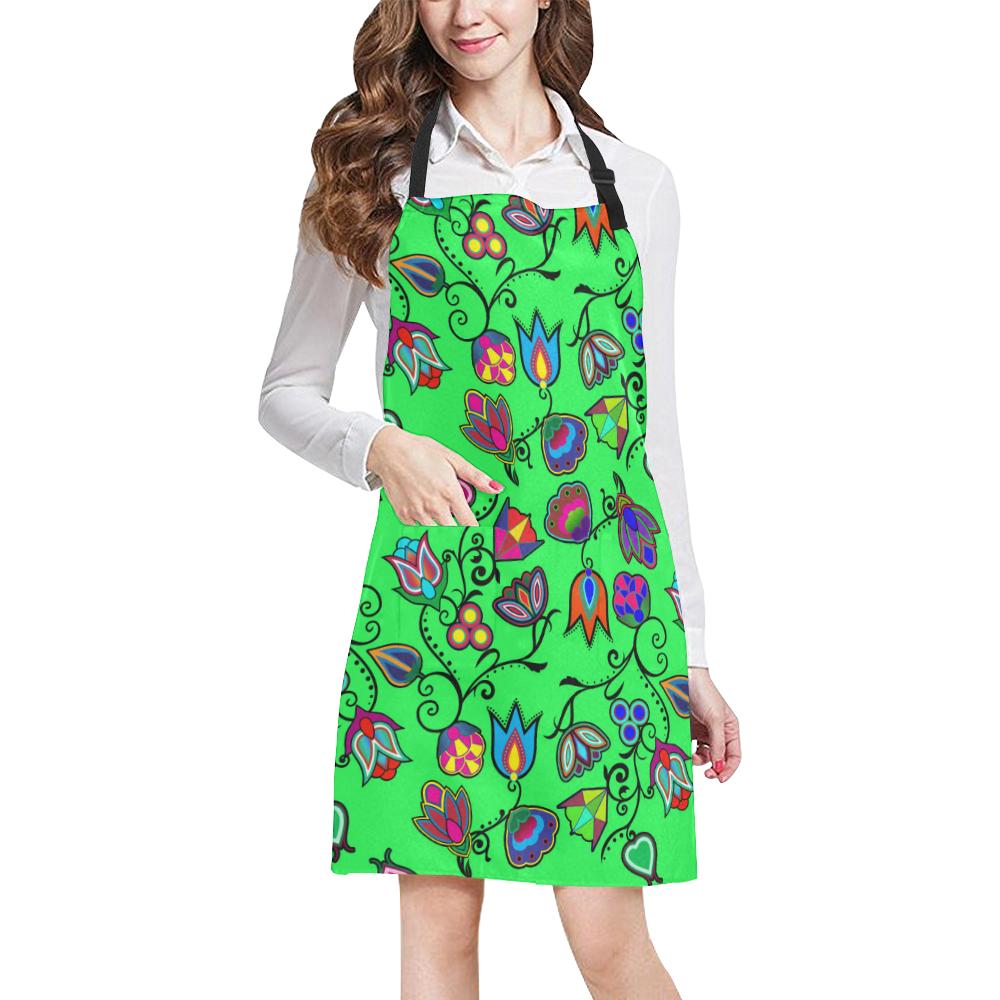 Indigenous Paisley Green All Over Print Apron All Over Print Apron e-joyer 