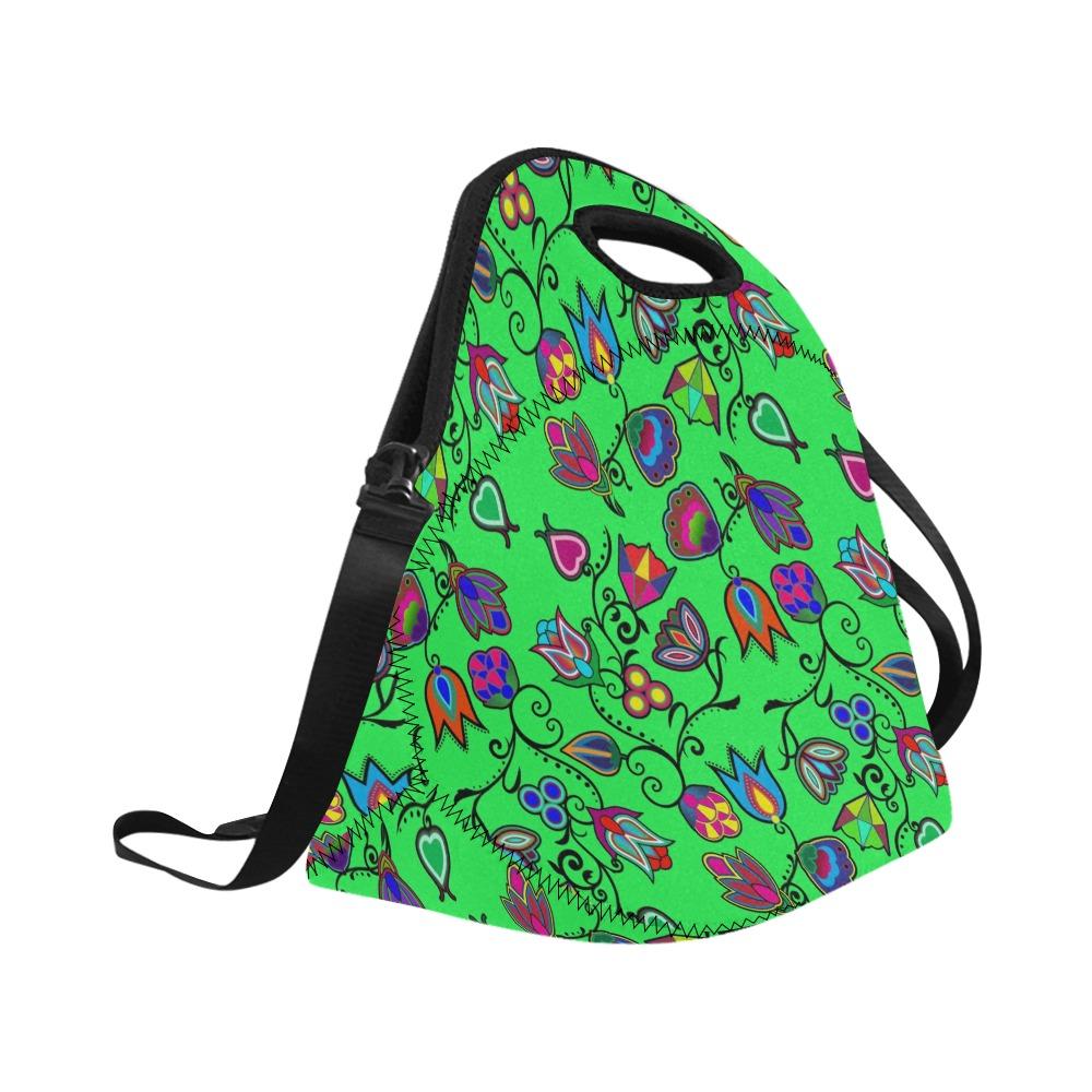 Indigenous Paisley Green Neoprene Lunch Bag/Large (Model 1669) bag e-joyer 