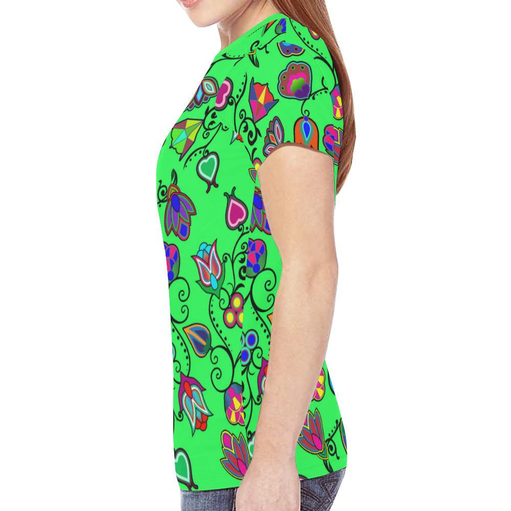 Indigenous Paisley - Green New All Over Print T-shirt for Women (Model T45) New All Over Print T-shirt for Women (T45) e-joyer 