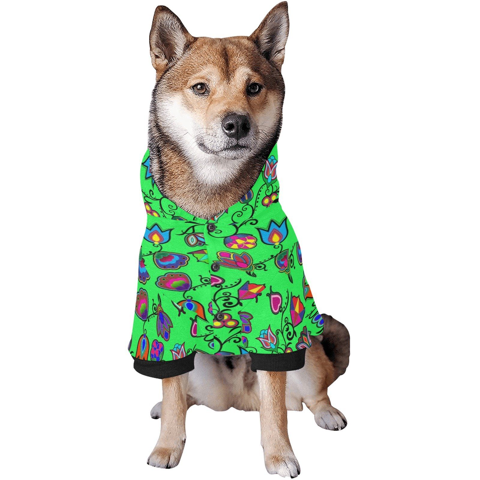 Indigenous Paisley Green Pet Dog Hoodie Pet Dog Hoodie e-joyer 