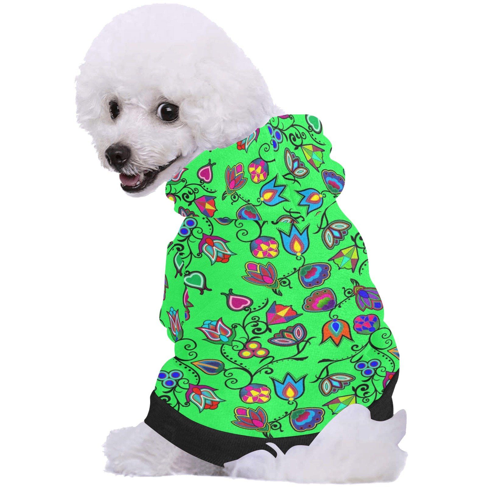 Indigenous Paisley Green Pet Dog Hoodie Pet Dog Hoodie e-joyer 