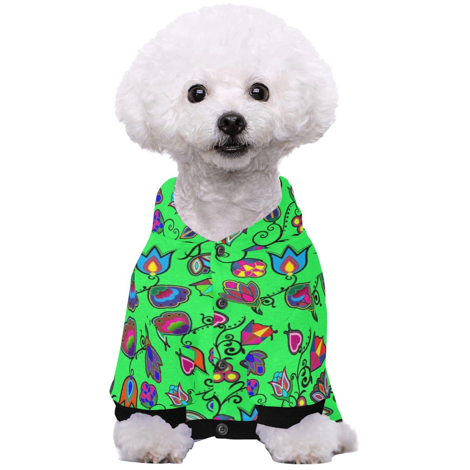 Indigenous Paisley Green Pet Dog Hoodie Pet Dog Hoodie e-joyer 