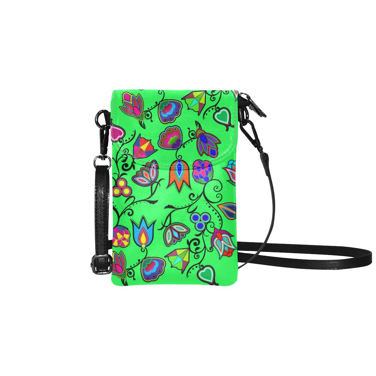 Indigenous Paisley - Green Small Cell Phone Purse (Model 1711) Small Cell Phone Purse (1711) e-joyer 