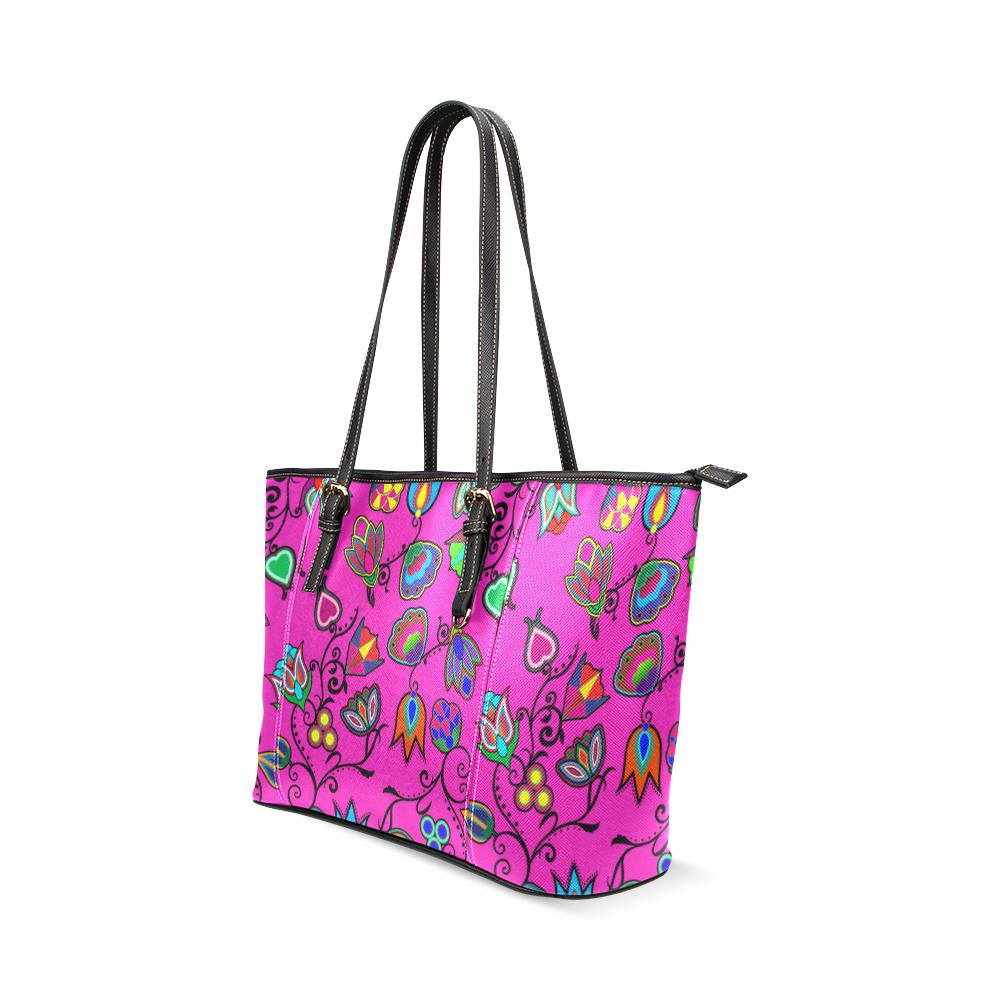 Indigenous Paisley Leather Tote Bag/Large (Model 1640) Leather Tote Bag (1640) e-joyer 