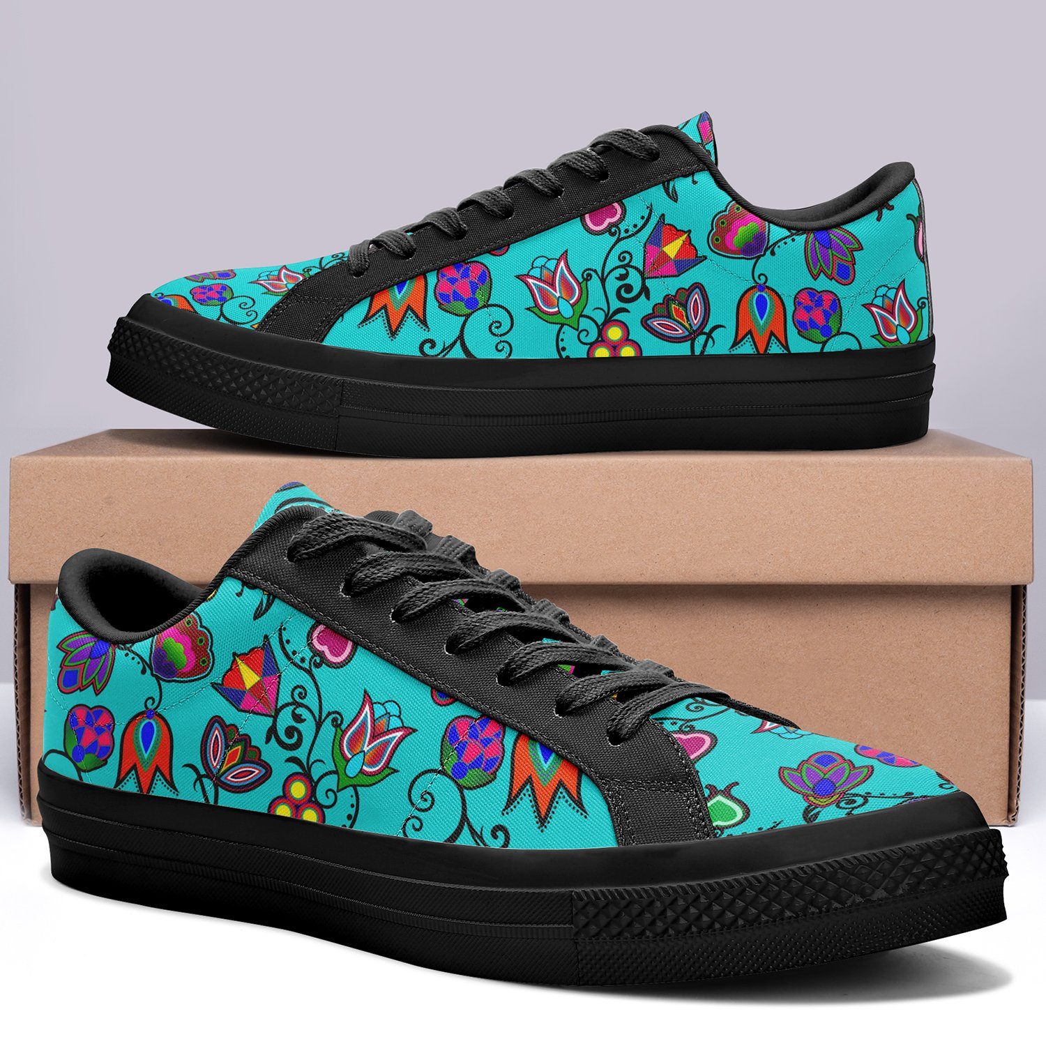 Indigenous Paisley Sky Aapisi Low Top Canvas Shoes Black Sole 49 Dzine 