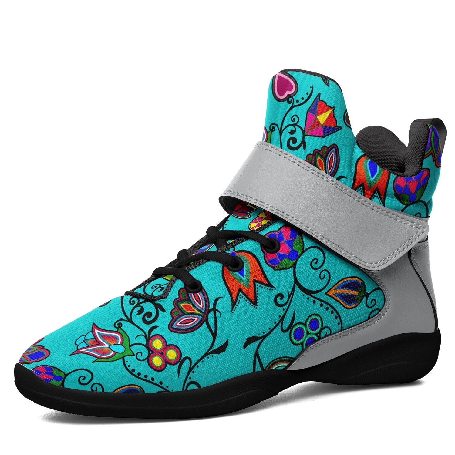Indigenous Paisley Sky Ipottaa Basketball / Sport High Top Shoes 49 Dzine US Women 4.5 / US Youth 3.5 / EUR 35 Black Sole with Gray Strap 