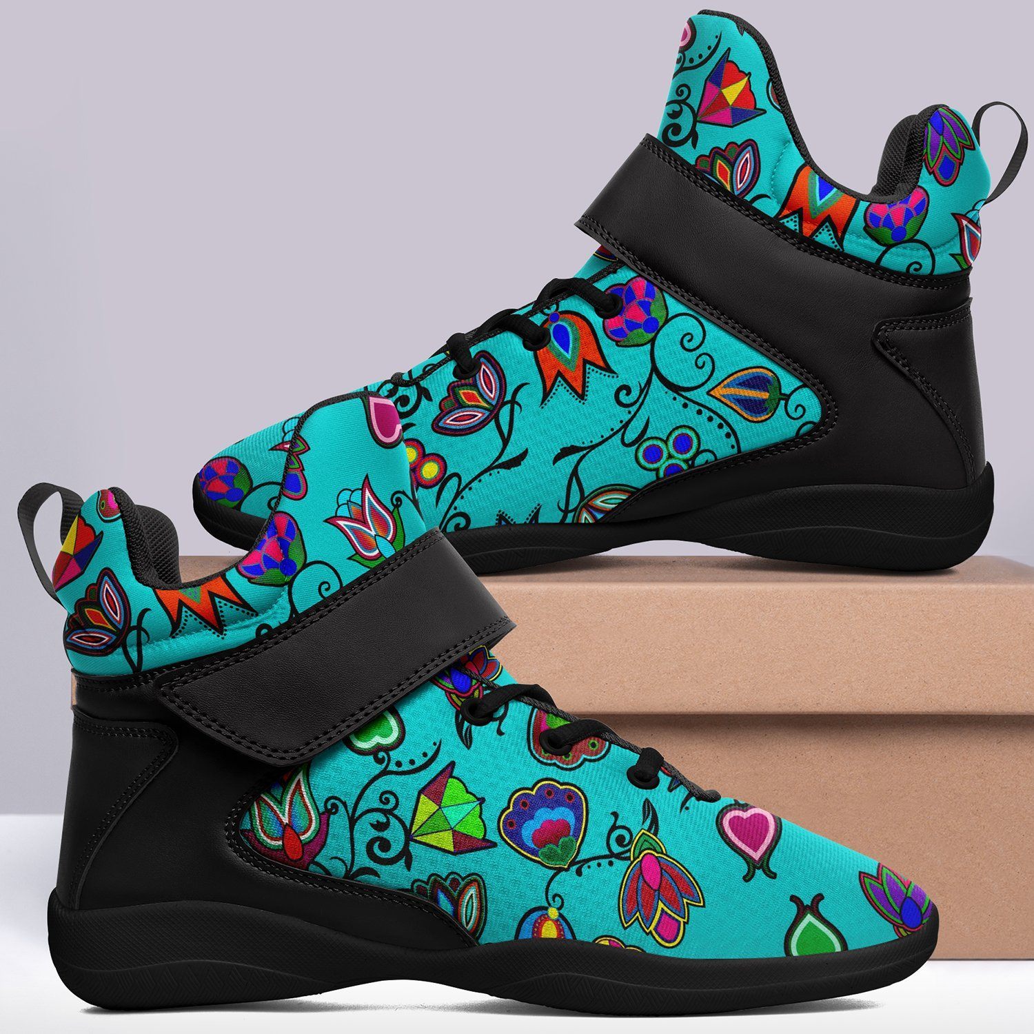 Indigenous Paisley Sky Ipottaa Basketball / Sport High Top Shoes - Black Sole 49 Dzine 