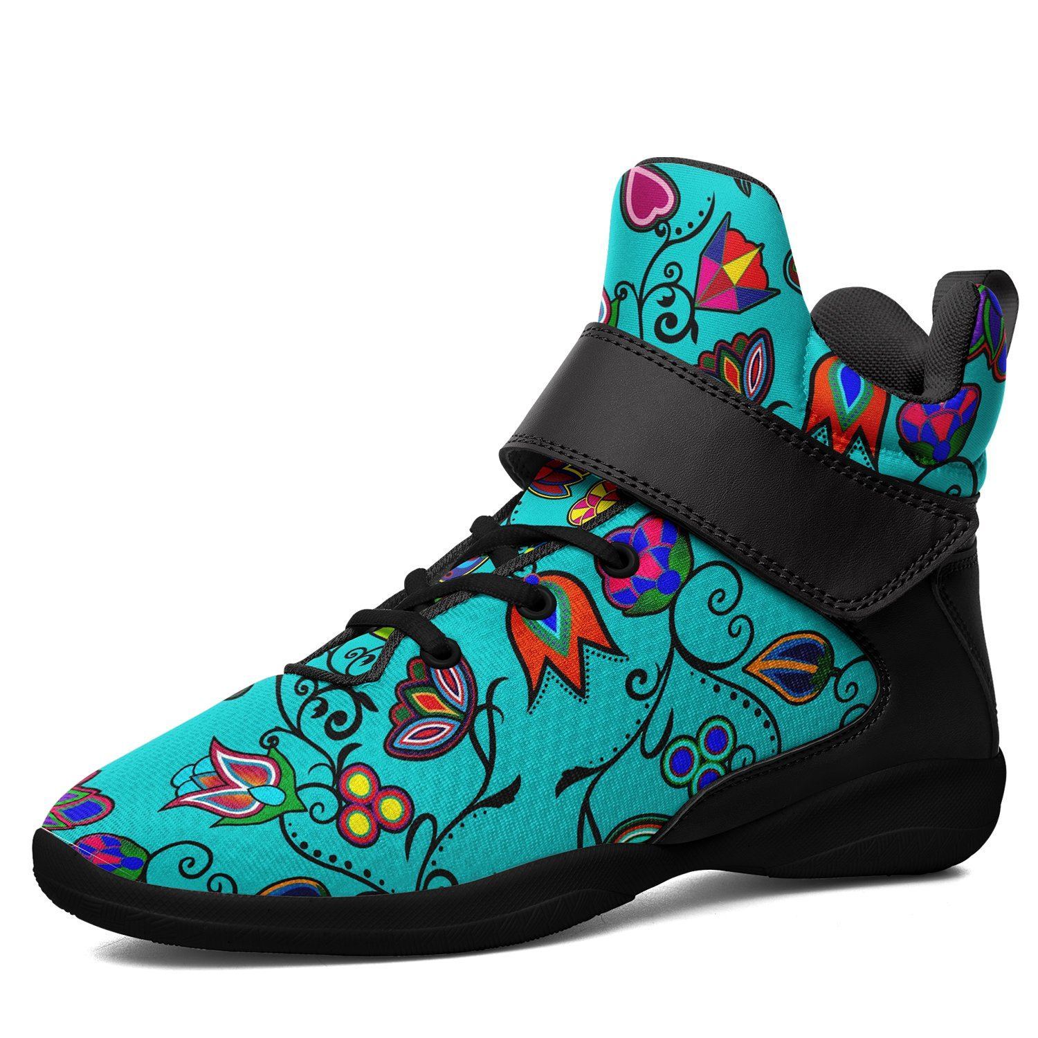 Indigenous Paisley Sky Kid's Ipottaa Basketball / Sport High Top Shoes 49 Dzine US Child 12.5 / EUR 30 Black Sole with Black Strap 