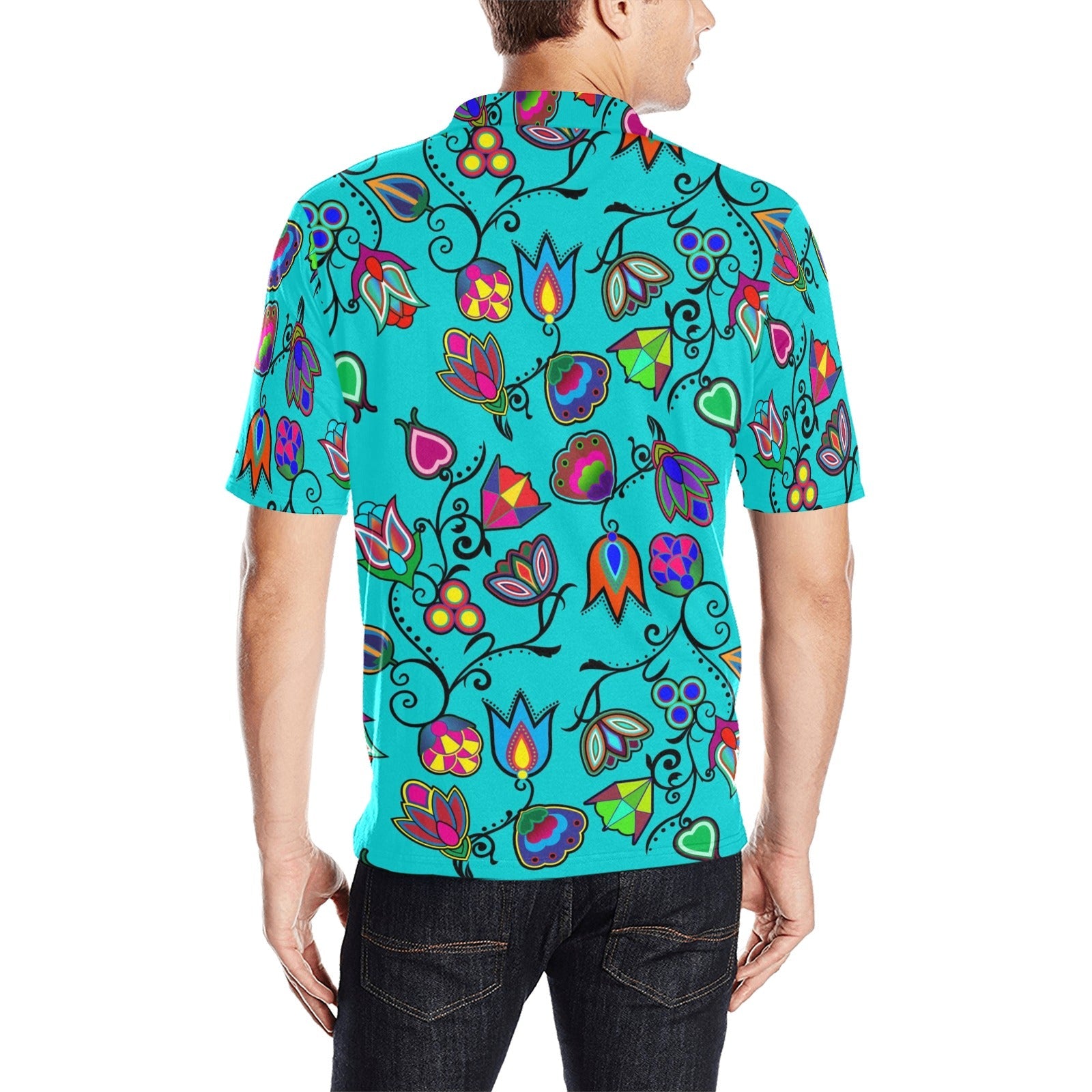 Indigenous Paisley Sky Men's All Over Print Polo Shirt (Model T55) Men's Polo Shirt (Model T55) e-joyer 