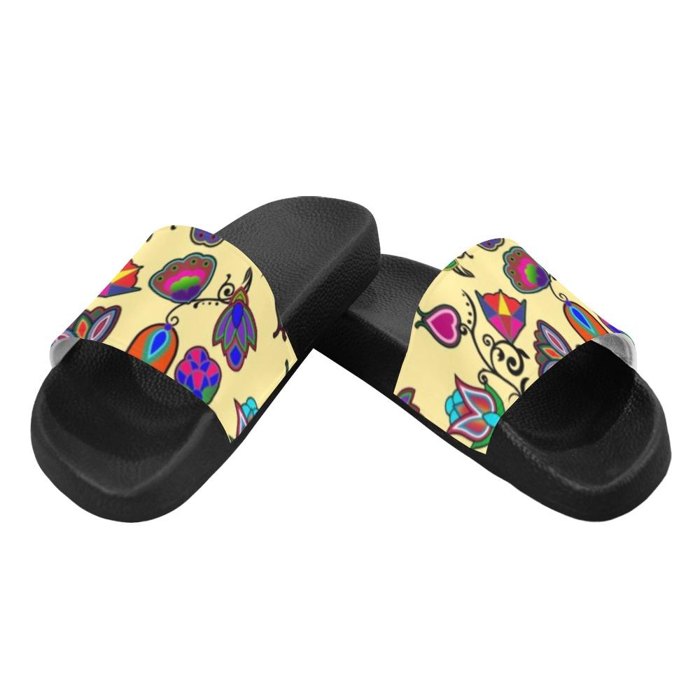 Indigenous Paisley Vanilla Men's Slide Sandals (Model 057) Men's Slide Sandals (057) e-joyer 