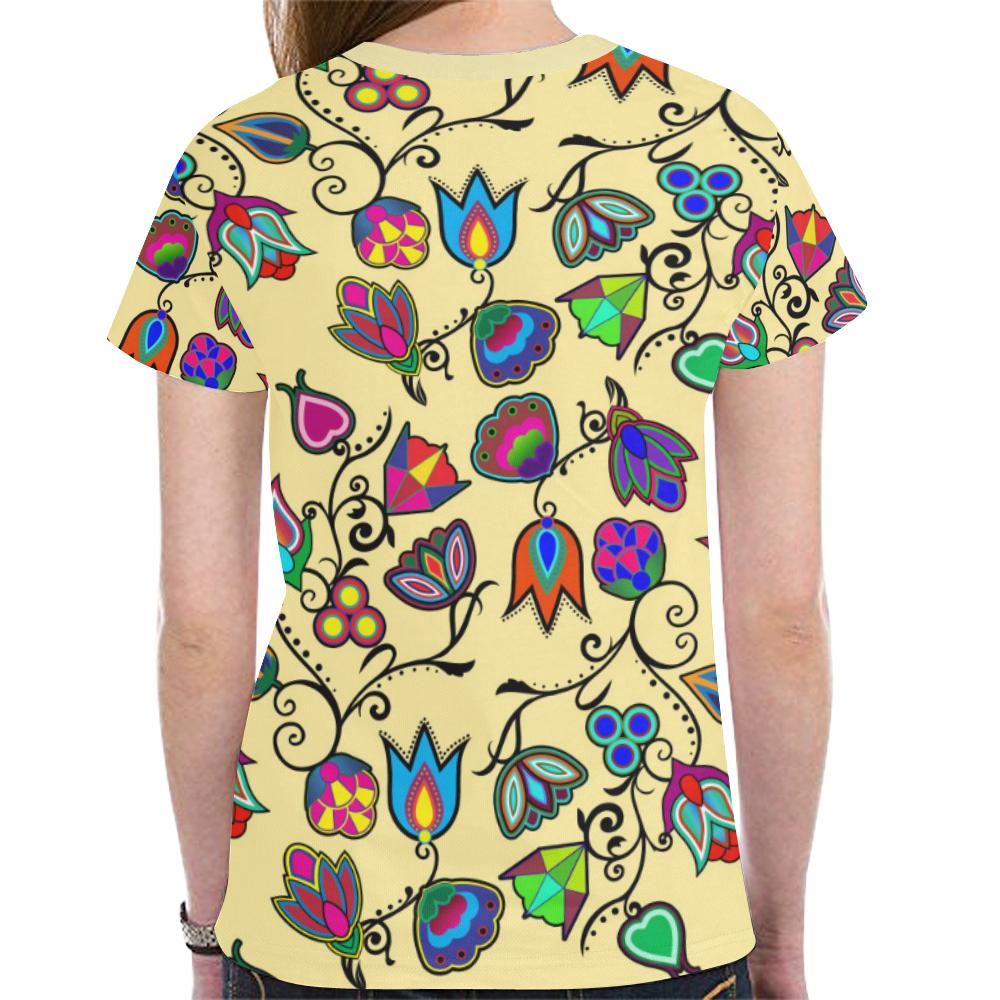 Indigenous Paisley - Vanilla New All Over Print T-shirt for Women (Model T45) New All Over Print T-shirt for Women (T45) e-joyer 