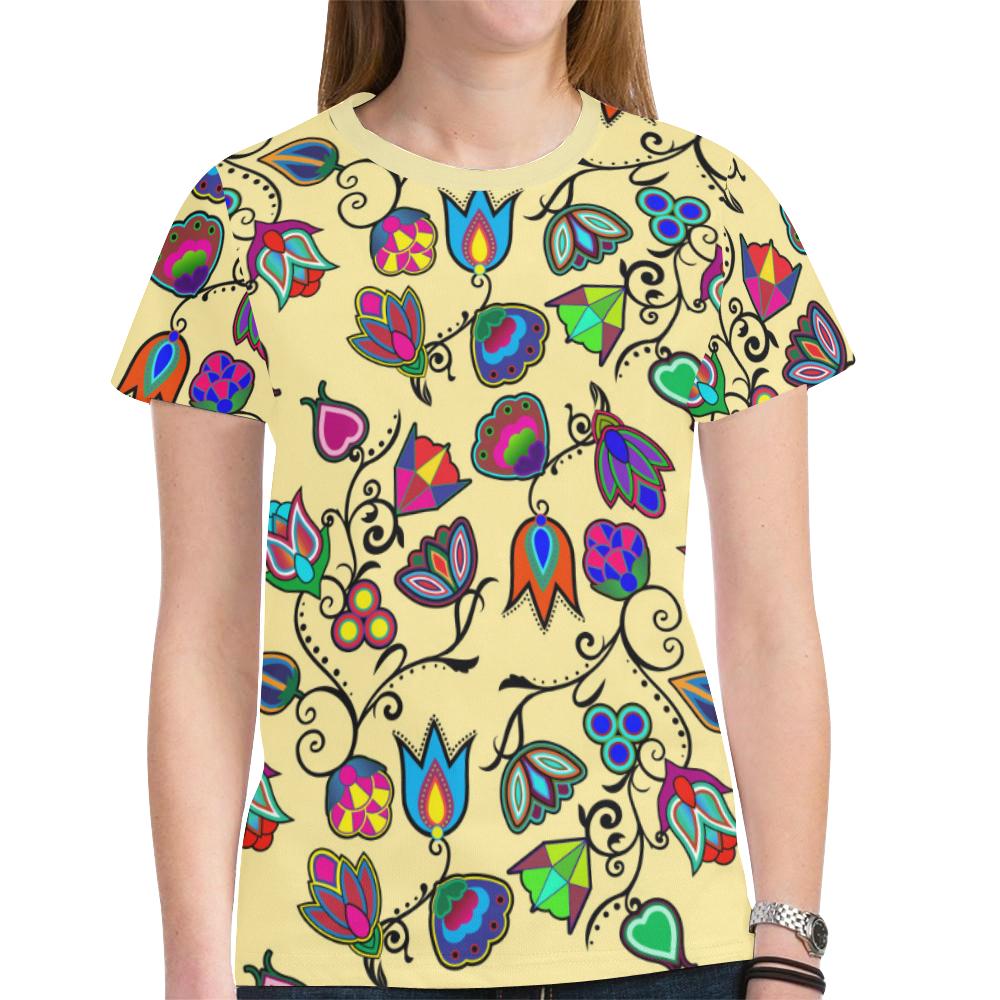 Indigenous Paisley - Vanilla New All Over Print T-shirt for Women (Model T45) New All Over Print T-shirt for Women (T45) e-joyer 